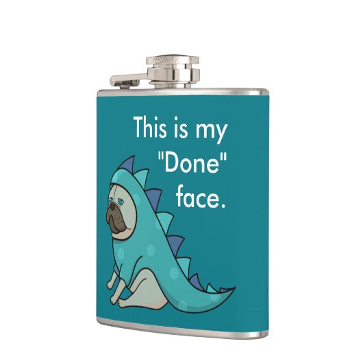 Funny Pug Dog Pugasaurus is "Gedaan" Heupfles (Links)