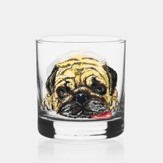 Funny Pug Dog Whisky Glas (Achterkant)