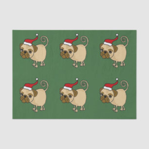 Funny Pug in Santa Hat-kerstpas-papier Tissuepapier