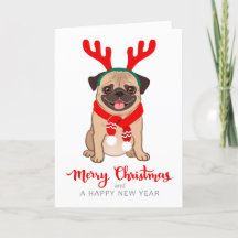 Funny Pug-kerstkaart
