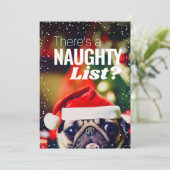 Funny Pug Kerstmis Feestdagenkaart (Staand voorkant)