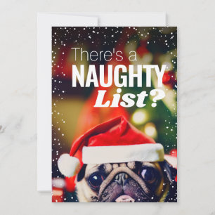 Funny Pug Kerstmis Feestdagenkaart