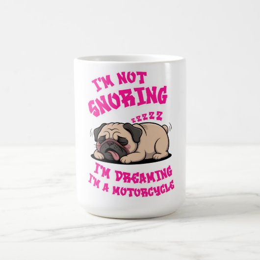 Funny Pug Snoring Motorcycle Biker Dog Lover Gift Magische Mok (Midden)