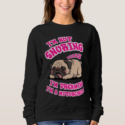 Funny Pug Snoring Motorcycle Biker Dog Lover Gift Trui (Voorkant)