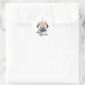 Funny Pug Unicorn - Dare is anders Ronde Sticker (Tas)