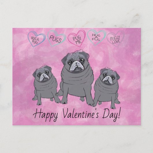Funny Pug Valentijn Briefkaart (Voorkant)