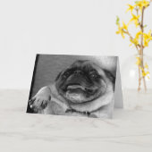 Funny Pug Wenskaart Kaart (Gele Bloem)
