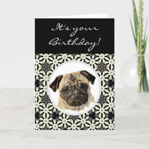 Funny Pugs & Kisses Birthday Pug, Pet Dog Kaart