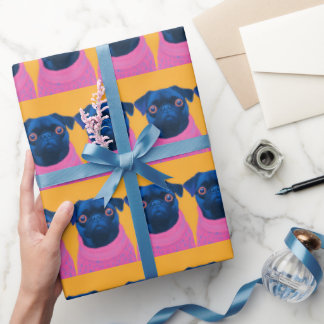 Funny Pugs Sinaasappel en roze Cadeaupapier