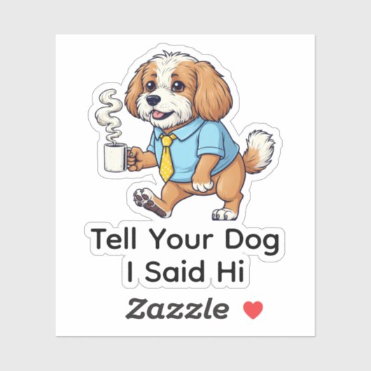 Funny Puli Dog Business Suit Coffee  Sticker (Vel)