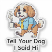 Funny Puli Dog Business Suit Coffee  Sticker (Voorkant)