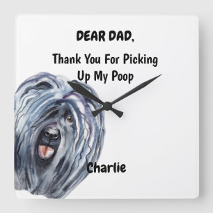 Funny Puli Dog Waterverf Canine Art Vierkante Klok