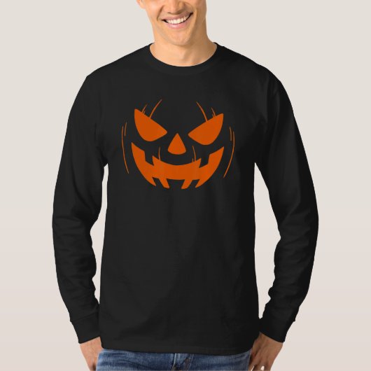 Funny Pumkin Face Oranje Scary Halloween Jack O La T-shirt (Voorkant)