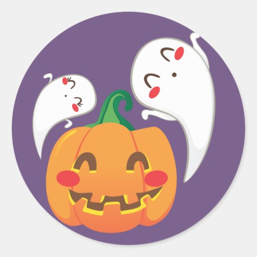 Funny Pumpkin Faces Ronde Sticker (Voorkant)