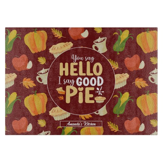 Funny Pumpkin Pie Pun Thanksgiving Snijplank (Voorkant)