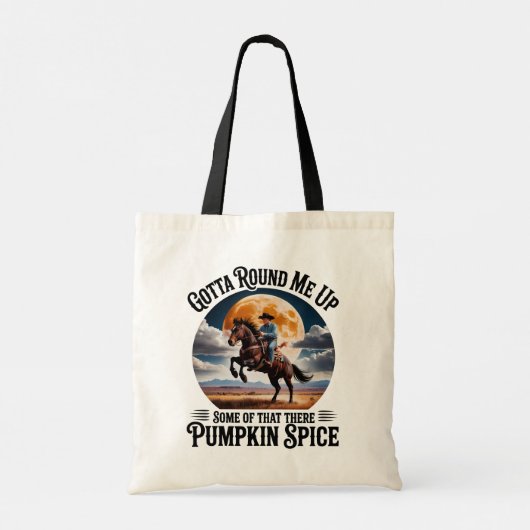 Funny Pumpkin Spice Cowboy Coffee Lover Tote Bag (Achterkant)
