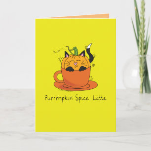 Funny Pumpkin Spice Latte Kitty Cat Coffee Kaart