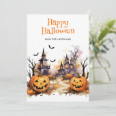 Funny Pumpkins Waterverf Happy Halloween Kaart (Staand voorkant)