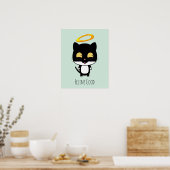 Funny Pun Black Cat met een Golden Halo-Cartoon Poster (Keuken)