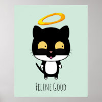 Funny Pun Black Cat met een Golden Halo-Cartoon