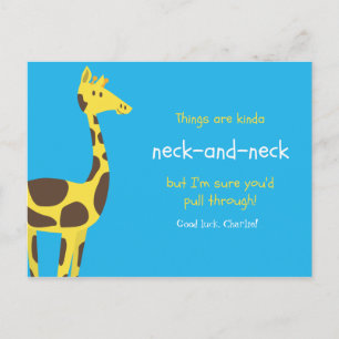 Funny Pun Blue Yellow Giraffe Briefkaart