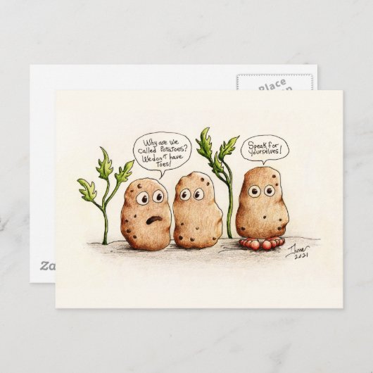 Funny Pun Potatoes Carte postale (Devant / Derrière)