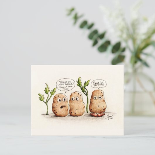 Funny Pun Potatoes Carte postale (Debout devant)