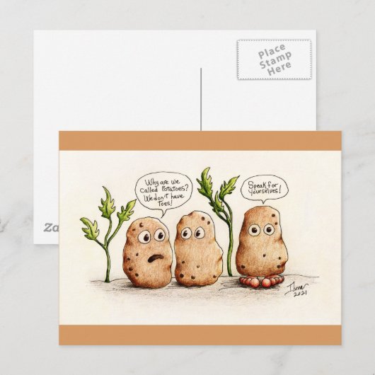Funny Pun Potatoes Carte postale (Devant / Derrière)