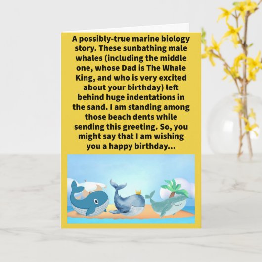 Funny Pun Prints van Whales Happy Birthday Kaart (Gele Bloem)