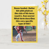 Funny Pun Ribbie Baseball Greeting Kaart (Gele Bloem)