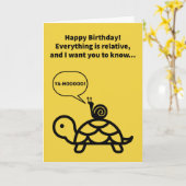 Funny Pun Snail Riding Turtle Relative Birthday Kaart (Gele Bloem)