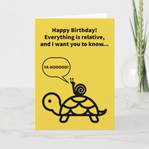 Funny Pun Snail Riding Turtle Relative Birthday Kaart