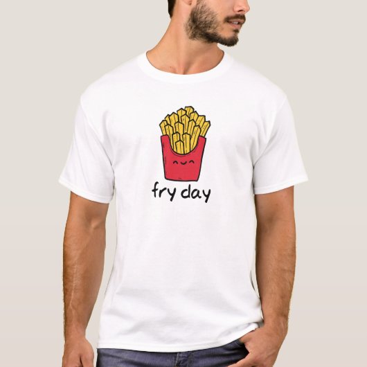 Funny pun, vrijdagavond blij franse frieten cartoo t-shirt (Voorkant)