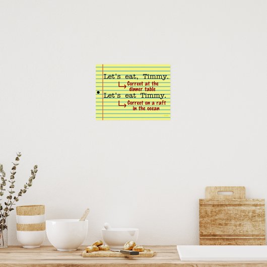 Funny Punctuation Grammar English Teacher Class Poster (Keuken)
