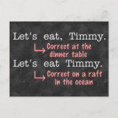 Funny Punctuation Grammar Lovers Timmy Humor Briefkaart (Voorkant)