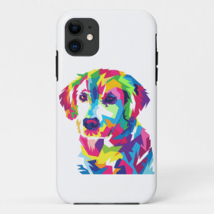 Funny Puppy colorful - Kies achtergrondkleur iPhone 11 Hoesje