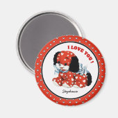  Funny Puppy Custom Name Valentijnsdag Magneet (Voorkant / Achterkant)