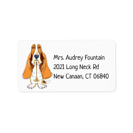 Funny Puppy Dog Cartoon Cute Basset Hound Etiket (Voorkant)