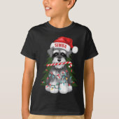 Funny Puppy Dog Christmas Holiday With Candy Cane  T-shirt (Voorkant)