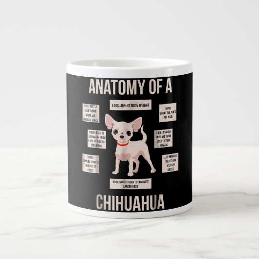 Funny Puppy Gift Anatomie van een Chihuahua Extra Grote Beker (Voorkant)