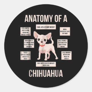 Funny Puppy Gift Anatomie van een Chihuahua Ronde Sticker