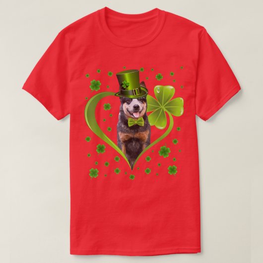 Funny Puppy Shamrock Australian Cattle Dog St T-shirt (Design voorkant)