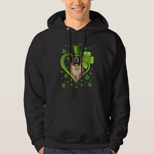 Funny Puppy Shamrock Boxer Dog St Patrick S Day Hoodie (Voorkant)