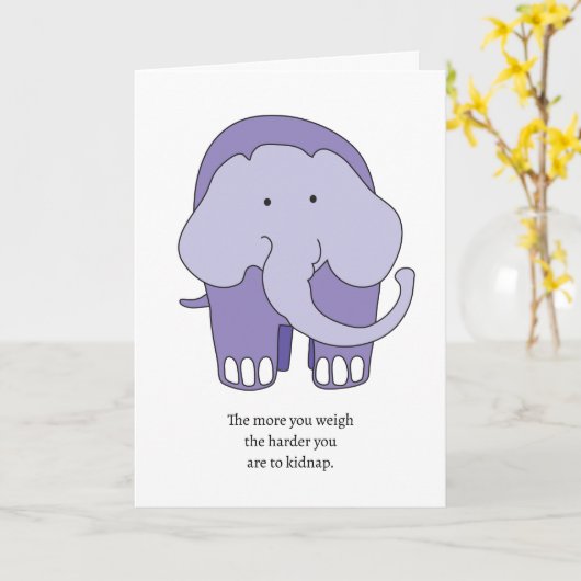 Funny Purple Elephant Carte d'anniversaire (Fleur jaune)