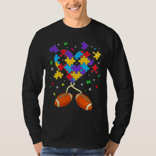 Funny Puzzle Heart Football Autism Awareness Man W T-shirt