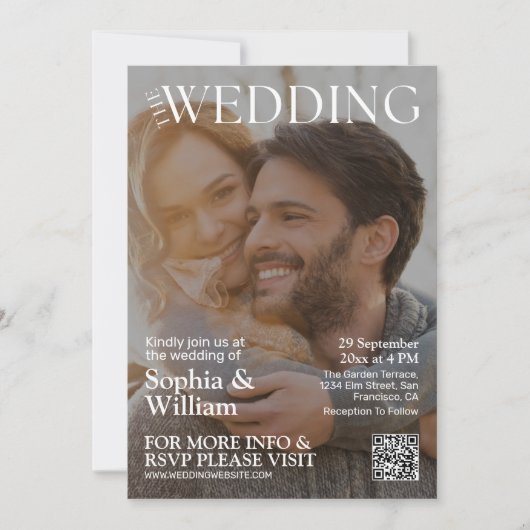 Funny QR Code Magazine Faire-part de mariage photo (Devant)