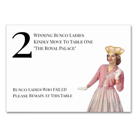 Funny Queen Table Two Bunco Kaart (Voorkant)