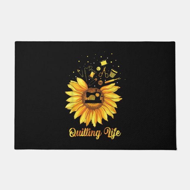 Funny Quilting Life Love Sun Flower Quilters Gift Deurmat (Voorkant)