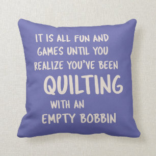 Funny Quilting Problemen Quote voor Quilters Paars Kussen