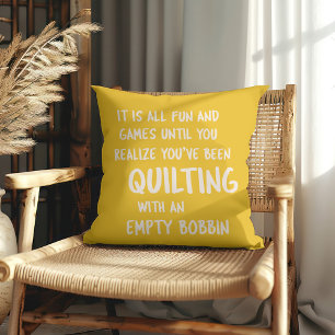 Funny Quilting Problemen Quote voor Quilters Yello Kussen
